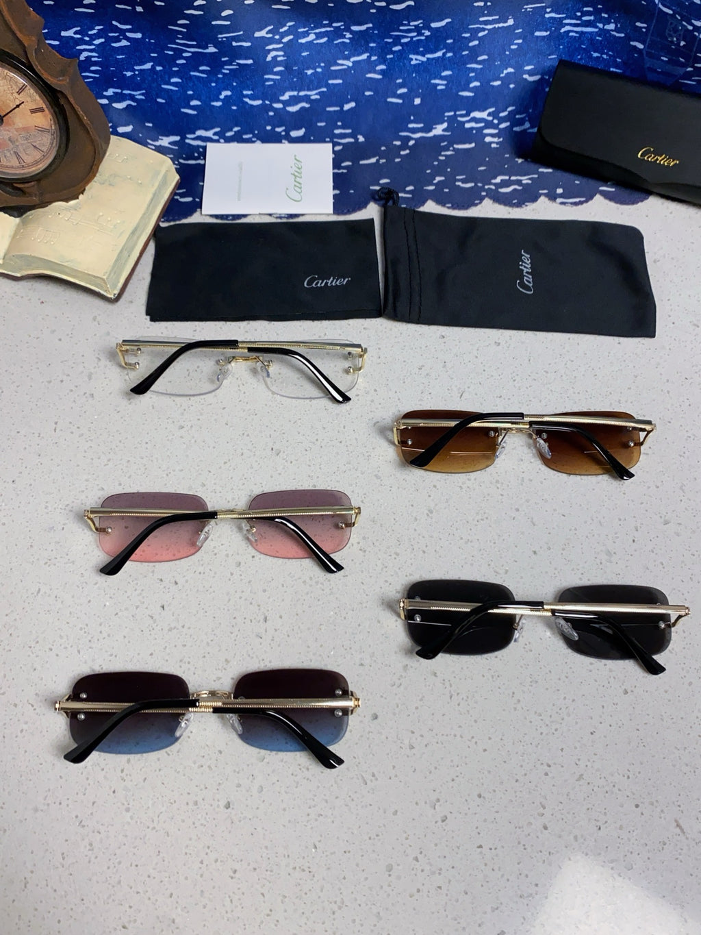 Cartier Lightweight Rimless Silver Lens Sunglasses for Men & Women - 449481 - detail image 11