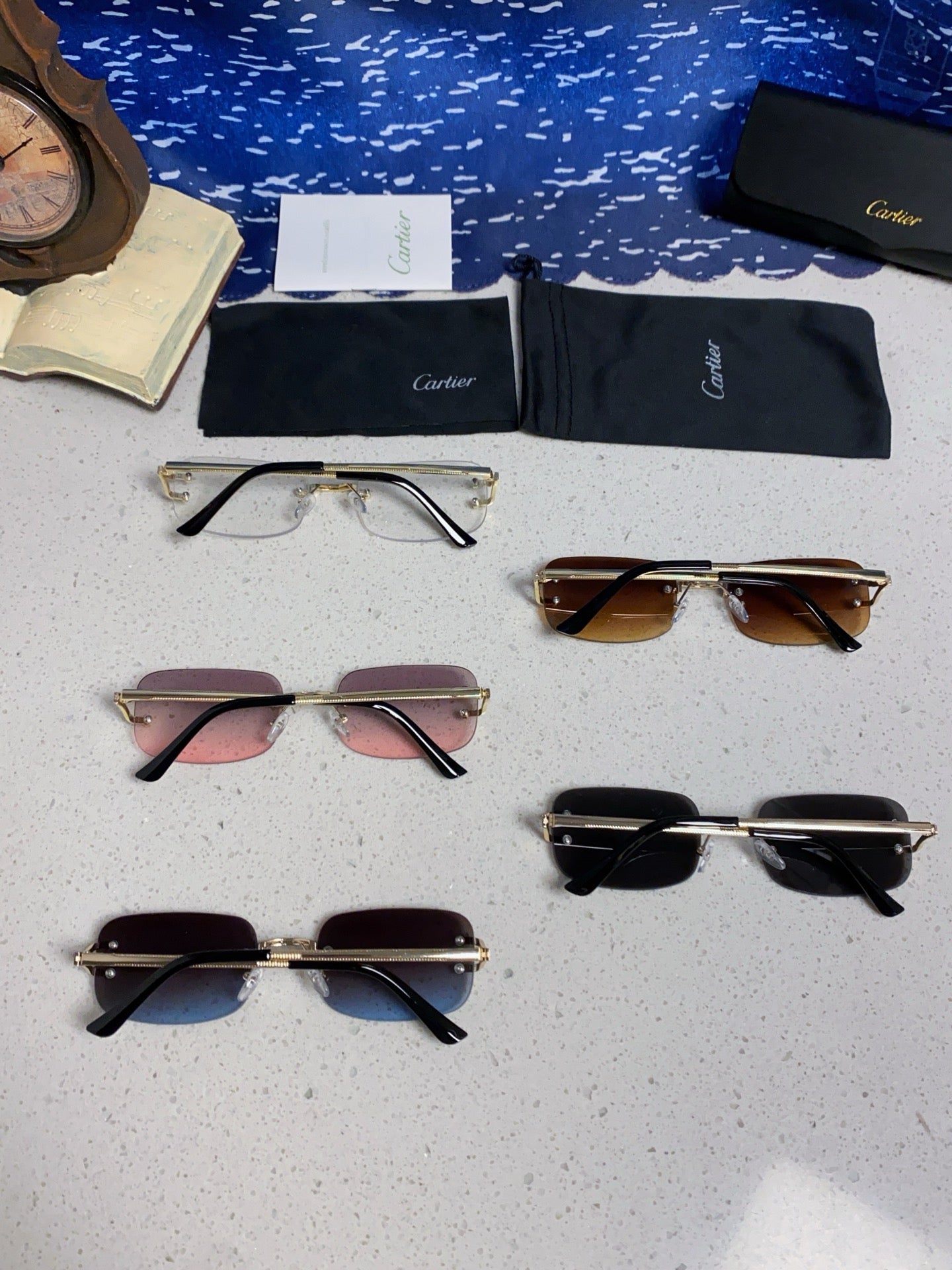Cartier Lightweight Rimless Silver Lens Sunglasses for Men & Women - 449481 - detail image 11