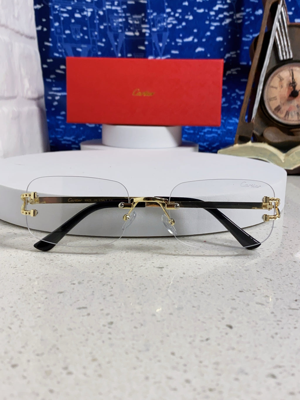 Cartier Lightweight Rimless Silver Lens Sunglasses for Men & Women - 449477 - detail image 9