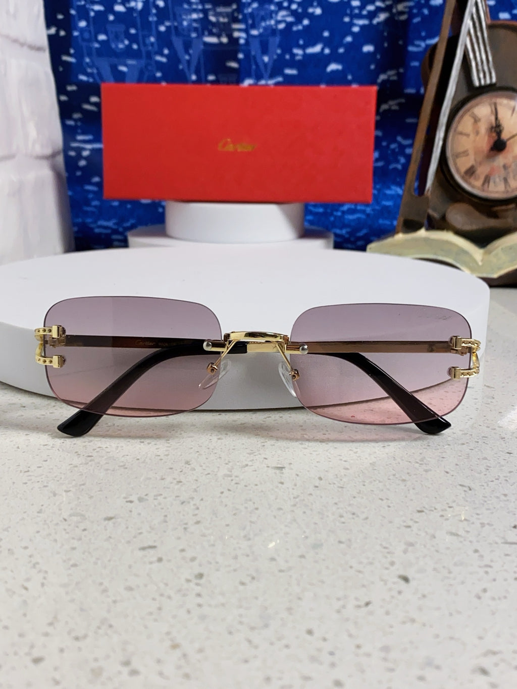 Cartier Lightweight Rimless Silver Lens Sunglasses for Men & Women - 449478 - detail image 9