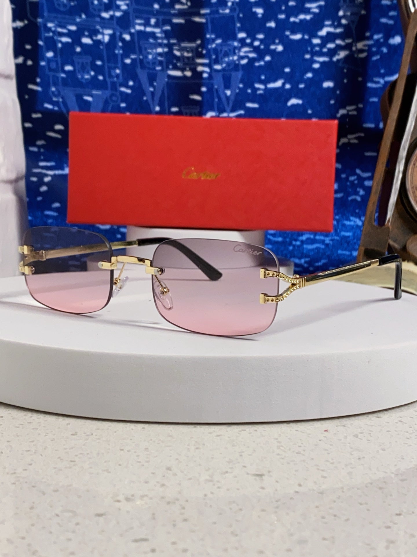 Cartier Lightweight Rimless Silver Lens Sunglasses for Men & Women - 449478
