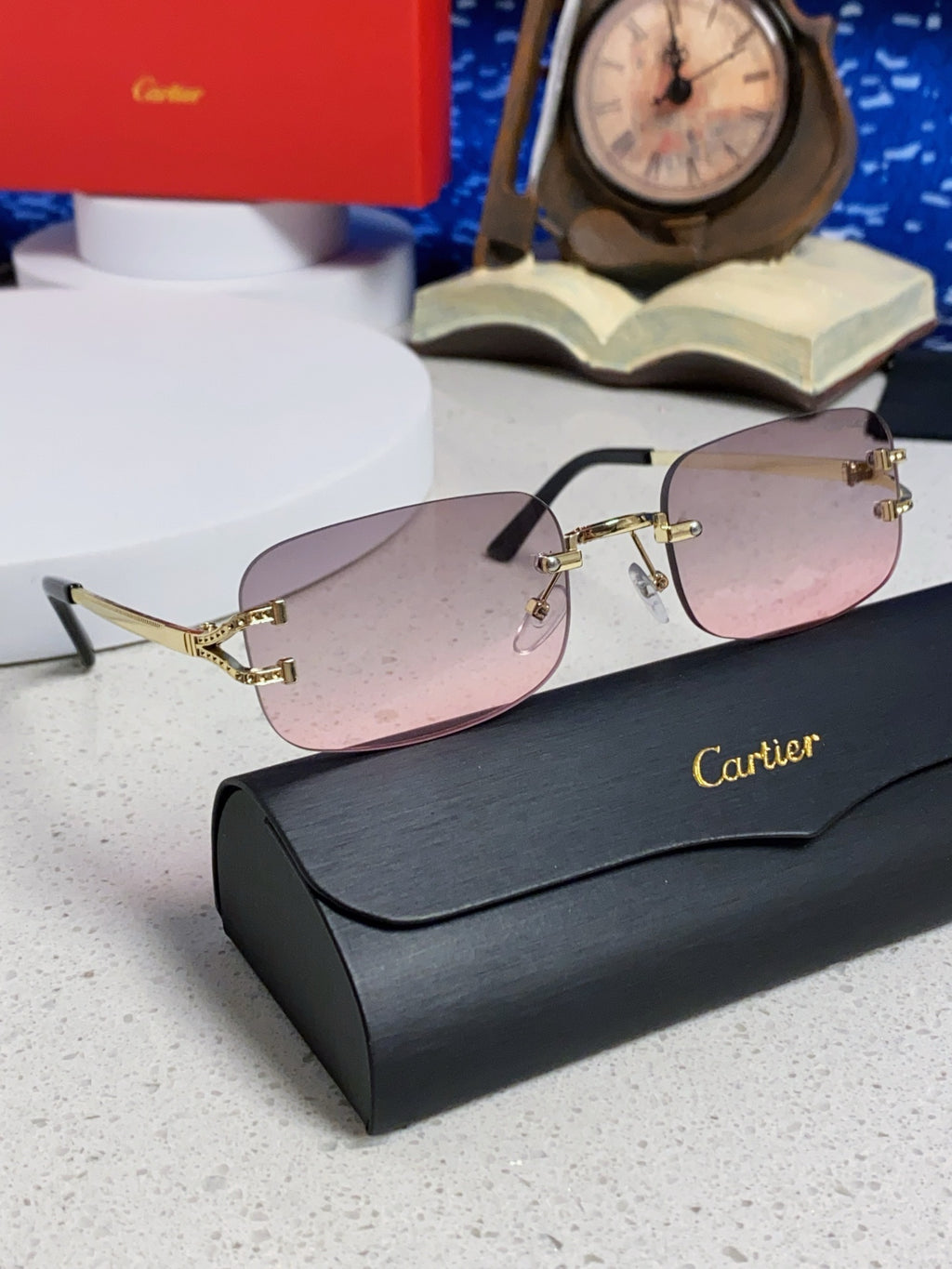 Cartier Lightweight Rimless Silver Lens Sunglasses for Men & Women - 449478 - detail image 10
