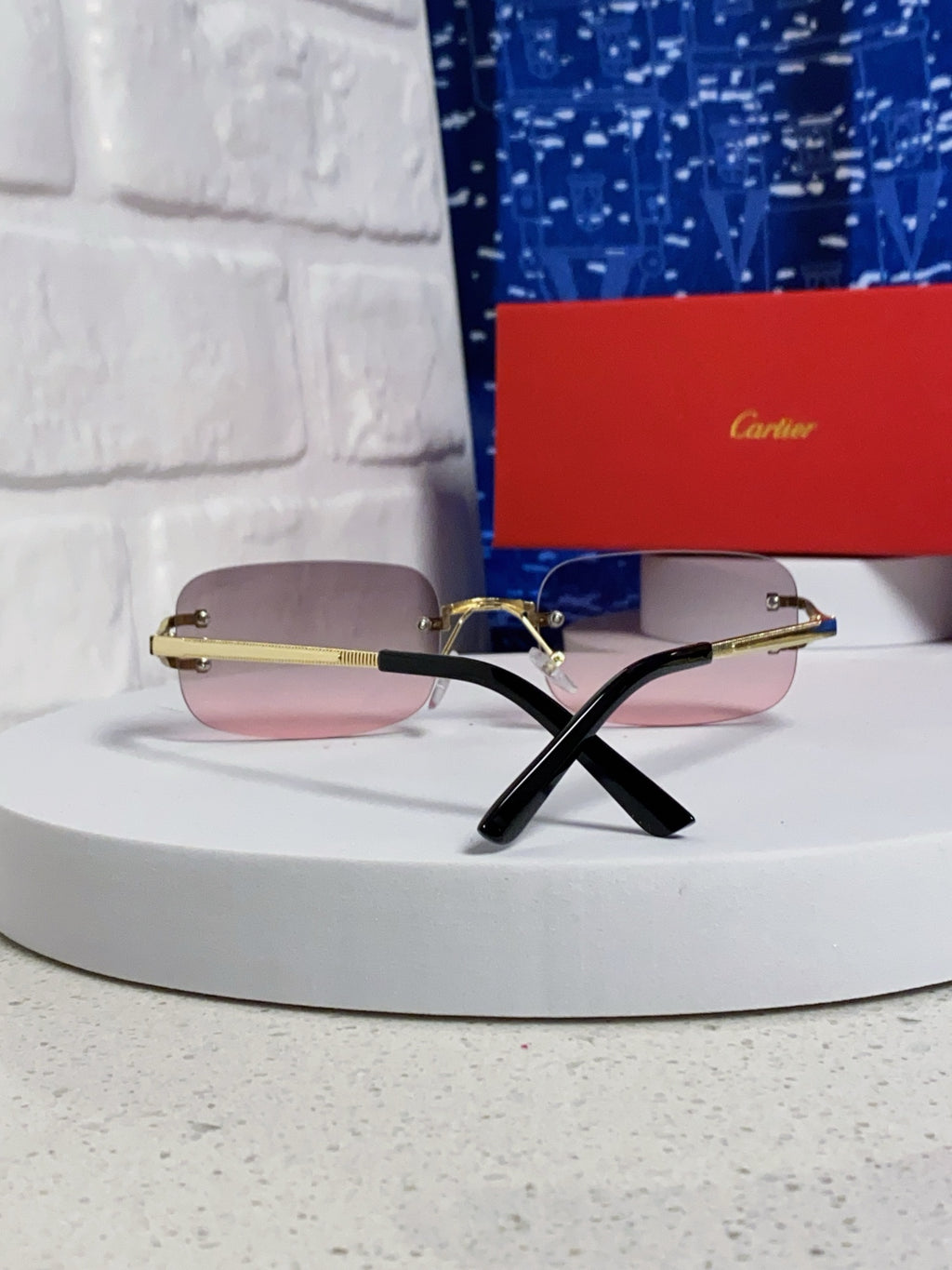 Cartier Lightweight Rimless Silver Lens Sunglasses for Men & Women - 449478 - detail image 3