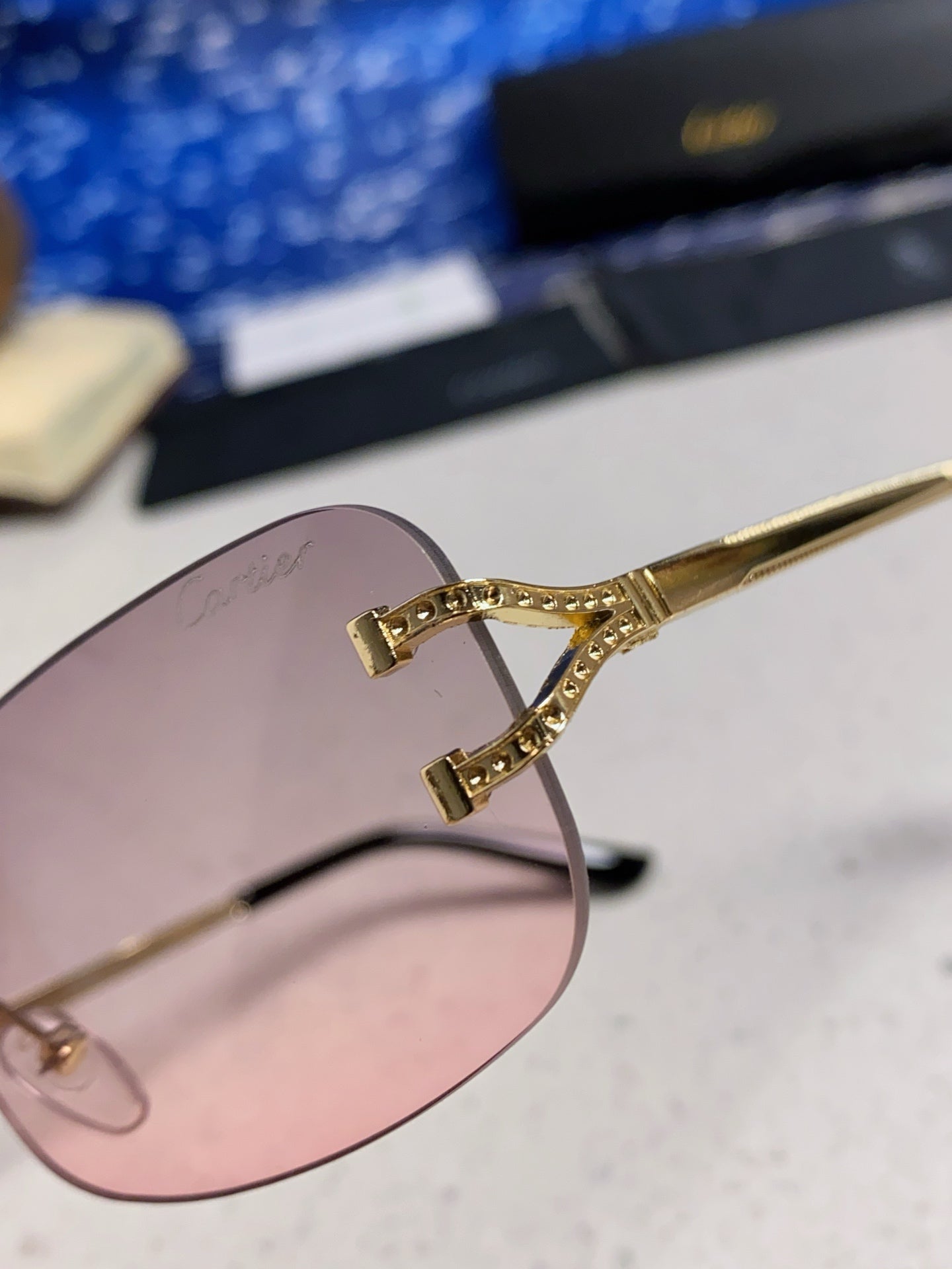 Cartier Lightweight Rimless Silver Lens Sunglasses for Men & Women - 449478 - detail image 7
