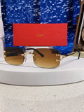 Cartier Lightweight Rimless Brown Lens Sunglasses for Men & Women - 449480