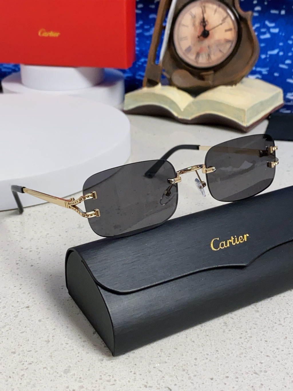 Cartier Lightweight Rimless Silver Lens Sunglasses for Men & Women - 449481 - detail image 10