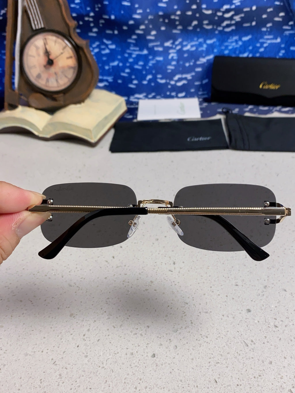 Cartier Lightweight Rimless Silver Lens Sunglasses for Men & Women - 449481 - detail image 5