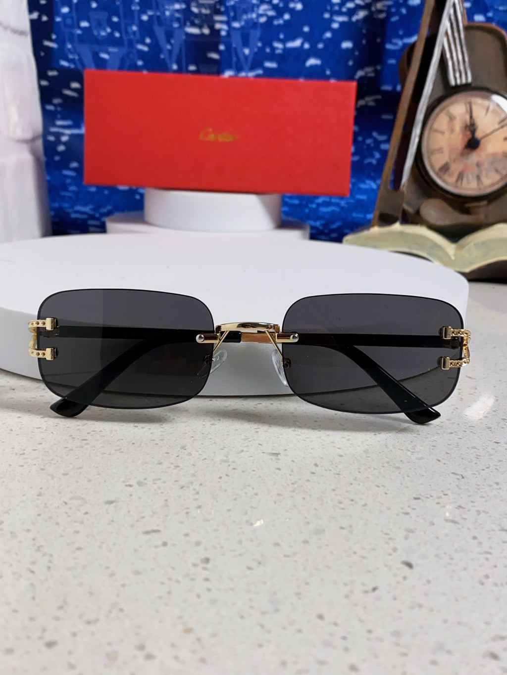 Cartier Lightweight Rimless Silver Lens Sunglasses for Men & Women - 449481 - detail image 9