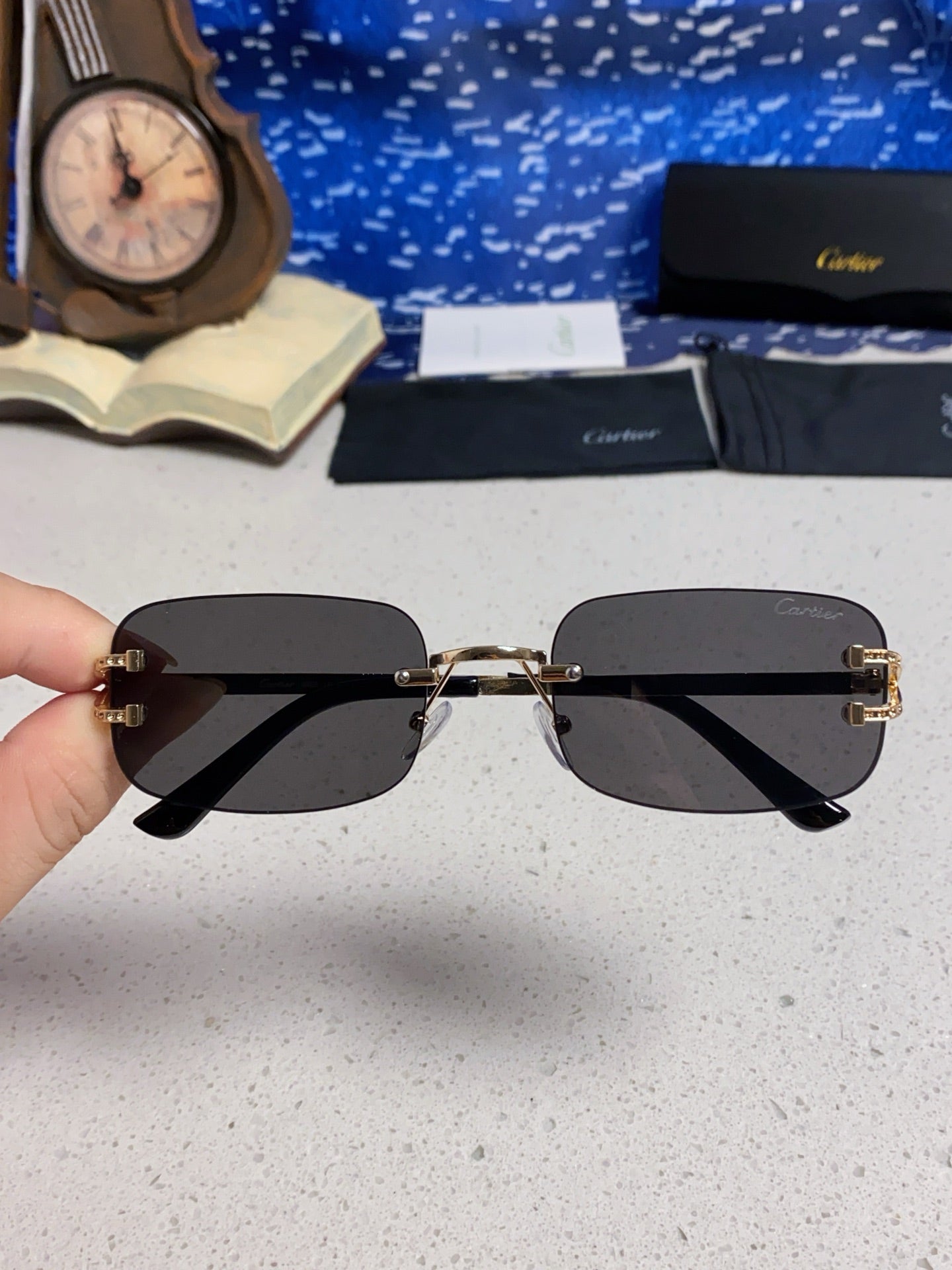 Cartier Lightweight Rimless Silver Lens Sunglasses for Men & Women - 449481 - detail image 4