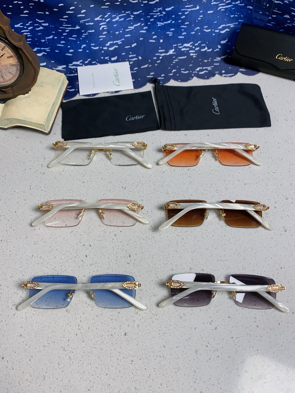 Cartier Lightweight Rimless Silver Lens Sunglasses for Men & Women - 449487 - detail image 11