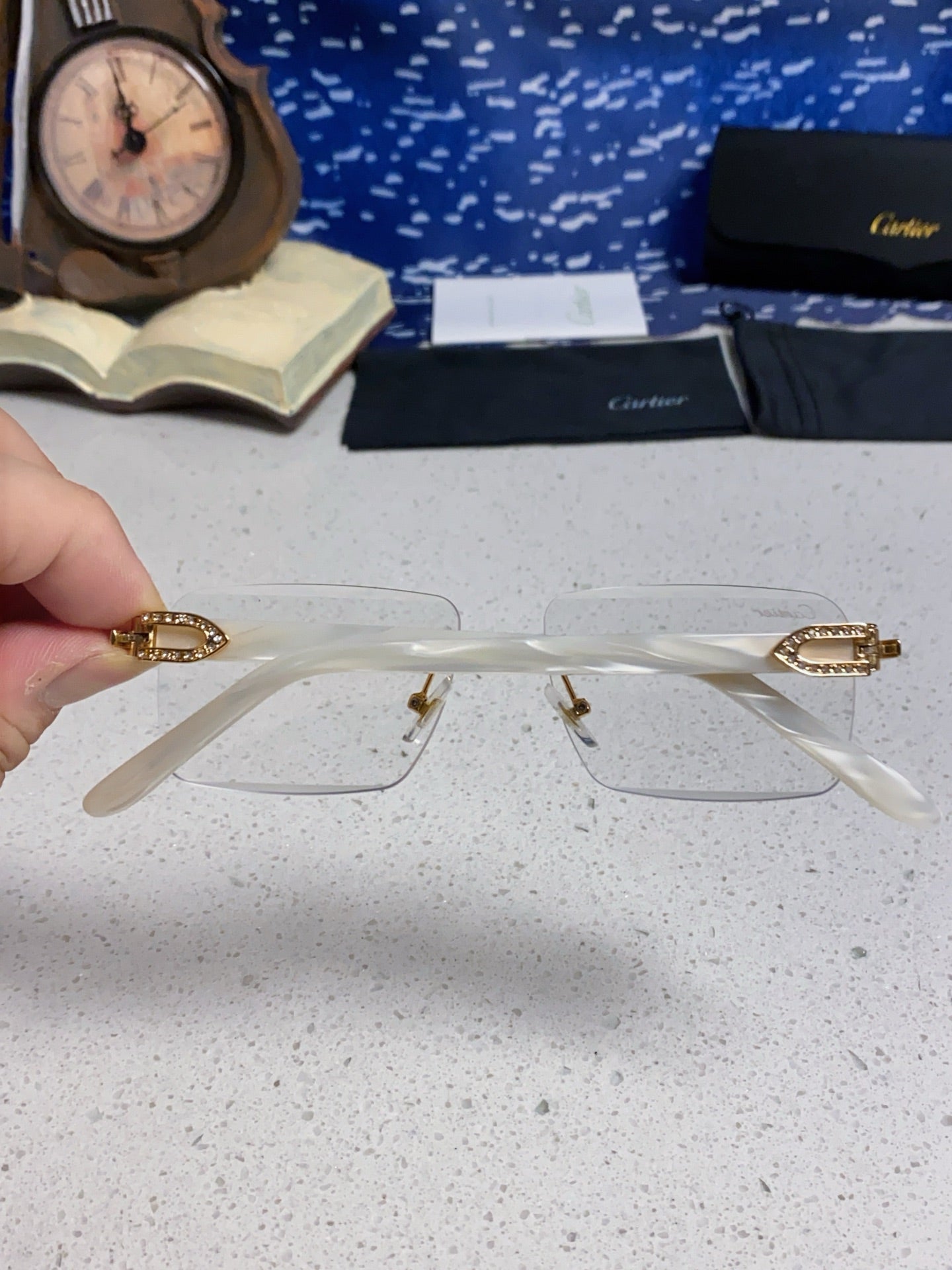 Cartier Lightweight Rimless Silver Lens Sunglasses for Men & Women - 449482 - detail image 5
