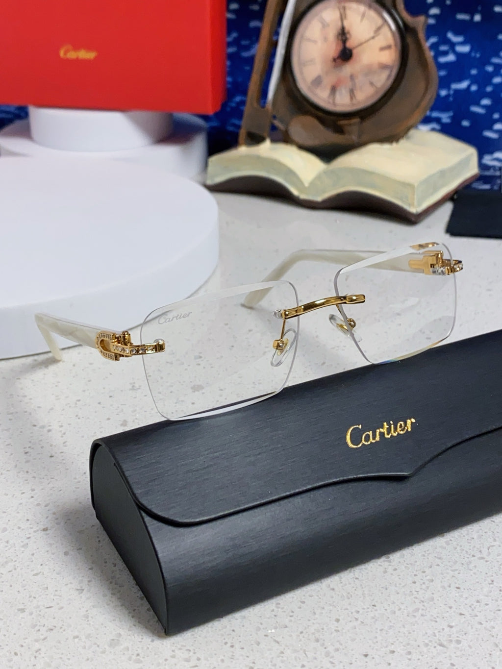 Cartier Lightweight Rimless Silver Lens Sunglasses for Men & Women - 449482 - detail image 10