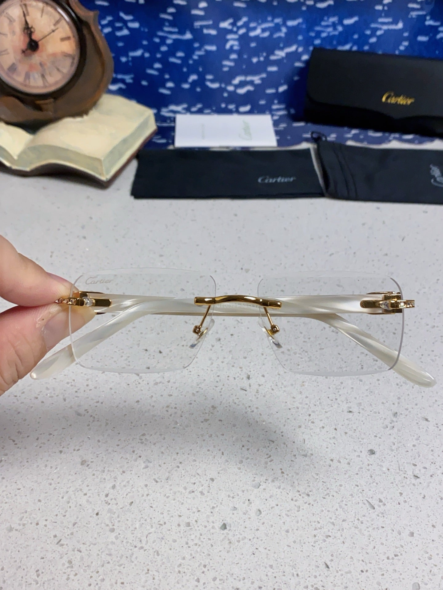 Cartier Lightweight Rimless Silver Lens Sunglasses for Men & Women - 449482 - detail image 4