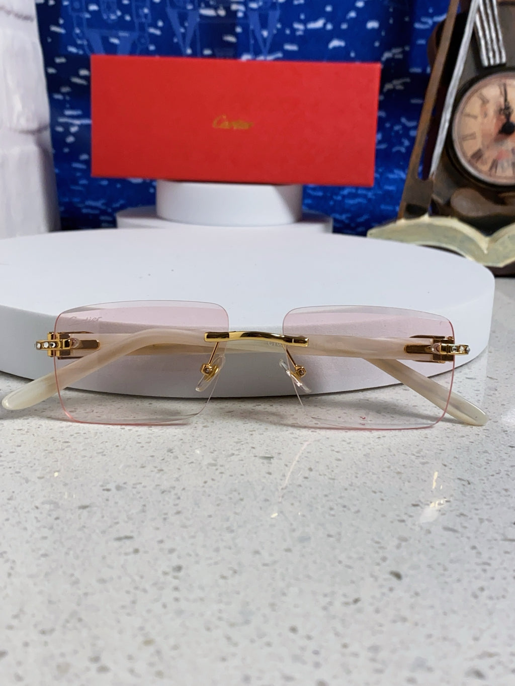 Cartier Lightweight Rimless Silver Lens Sunglasses for Men & Women - 449483 - detail image 9