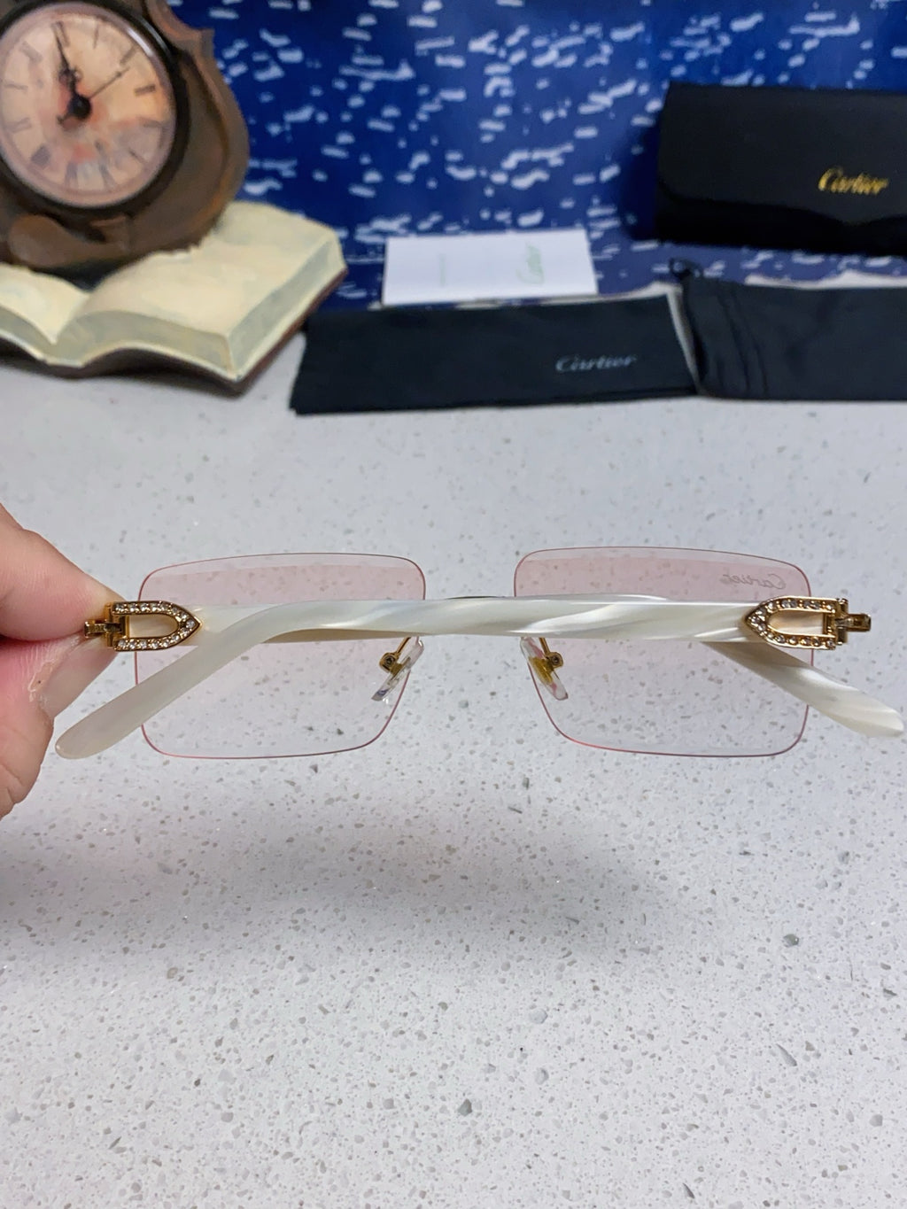Cartier Lightweight Rimless Silver Lens Sunglasses for Men & Women - 449483 - detail image 5