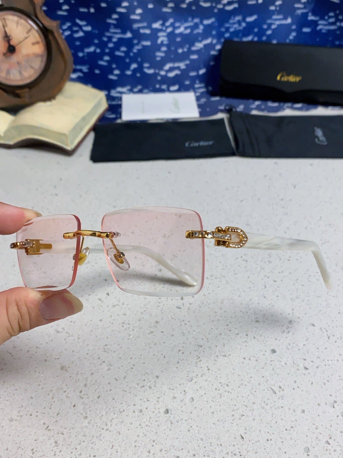 Cartier Lightweight Rimless Silver Lens Sunglasses for Men & Women - 449483 - detail image 6