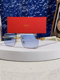 Cartier Lightweight Rimless Blue Lens Sunglasses for Men & Women - 449484