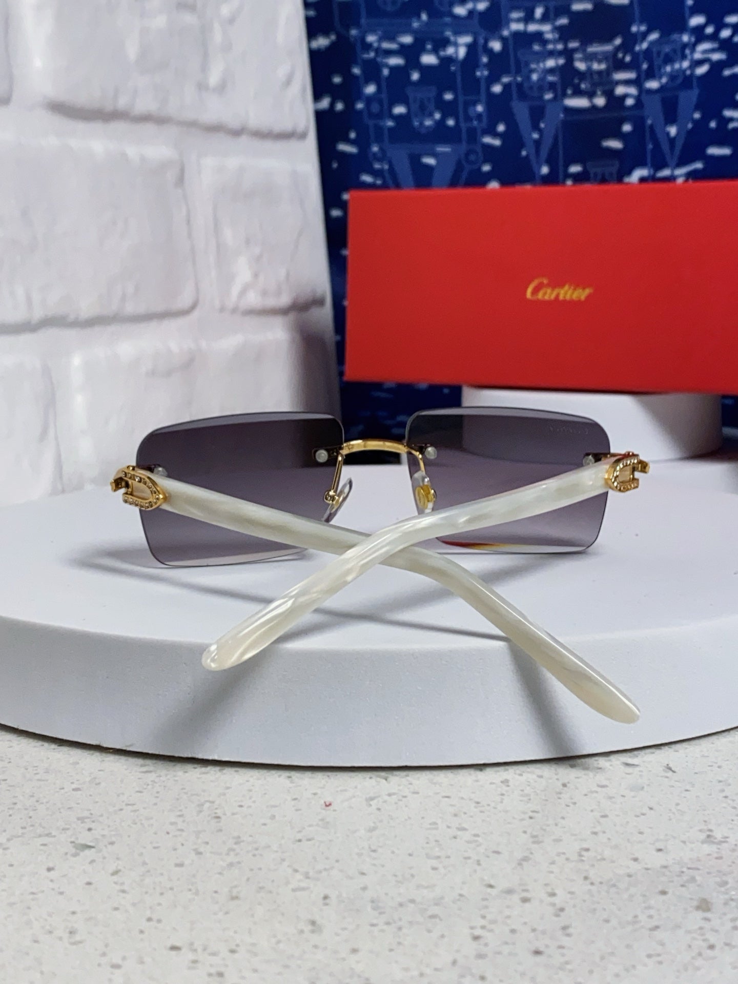 Cartier Lightweight Rimless Silver Lens Sunglasses for Men & Women - 449487 - detail image 3