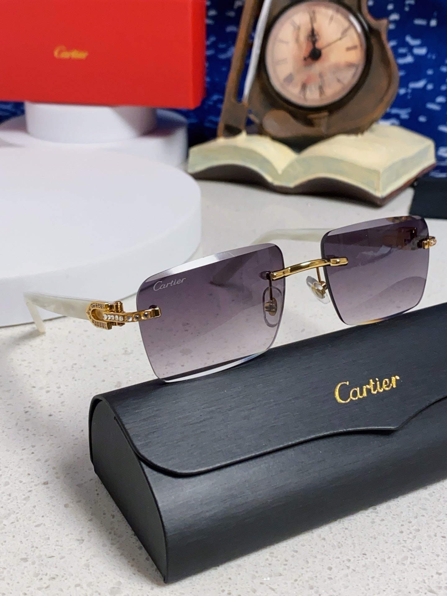 Cartier Lightweight Rimless Silver Lens Sunglasses for Men & Women - 449487 - detail image 10