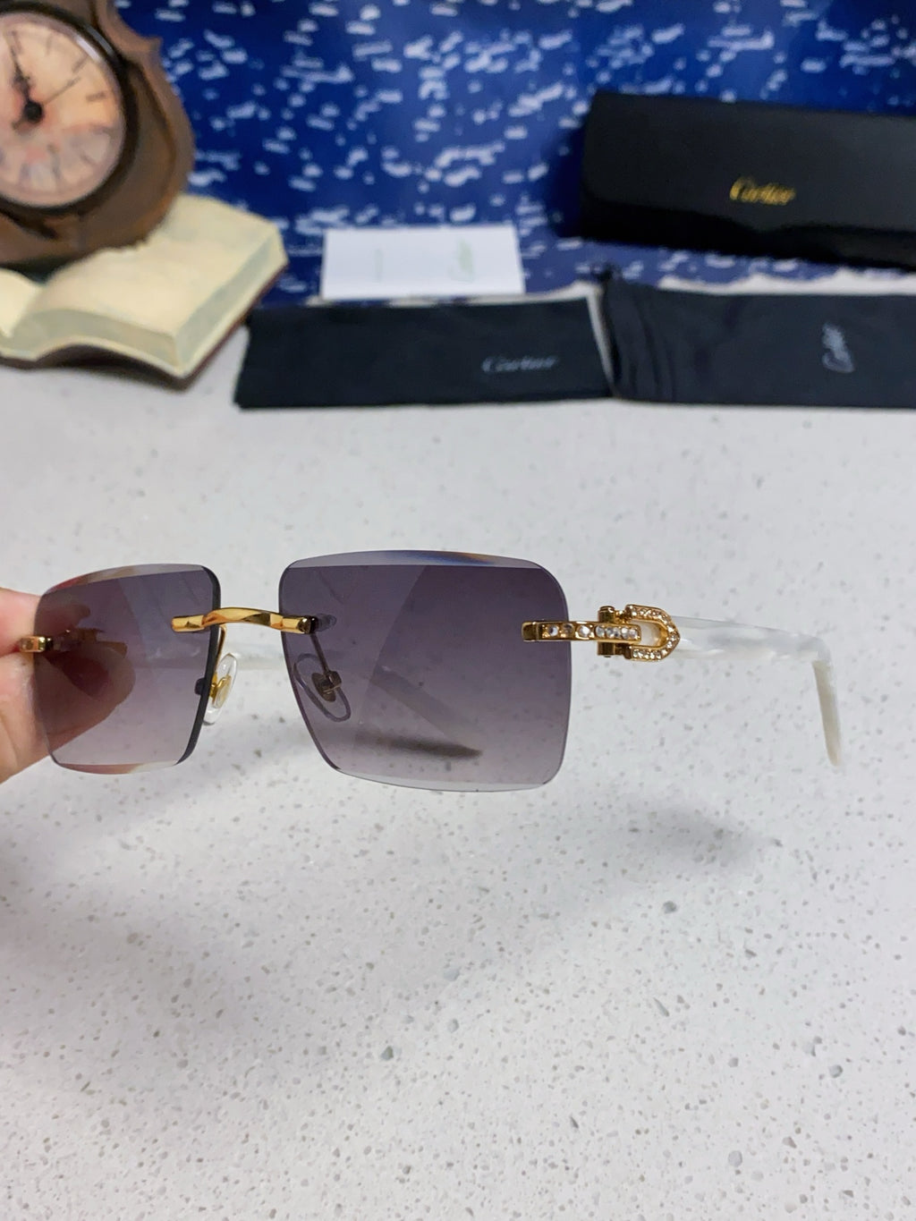 Cartier Lightweight Rimless Silver Lens Sunglasses for Men & Women - 449487 - detail image 6