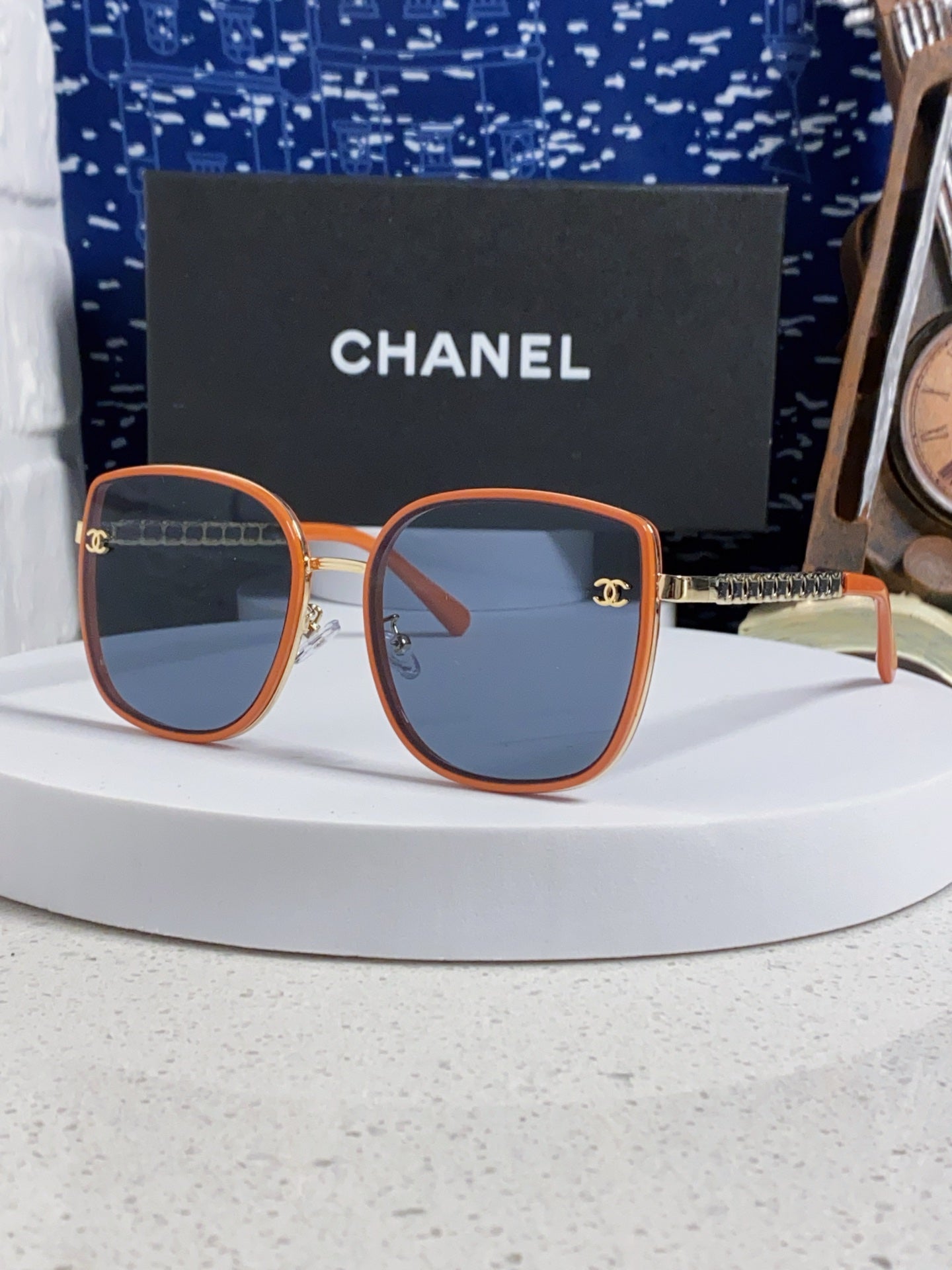 Chanel Fashion Blue Lens Sunglasses for Women