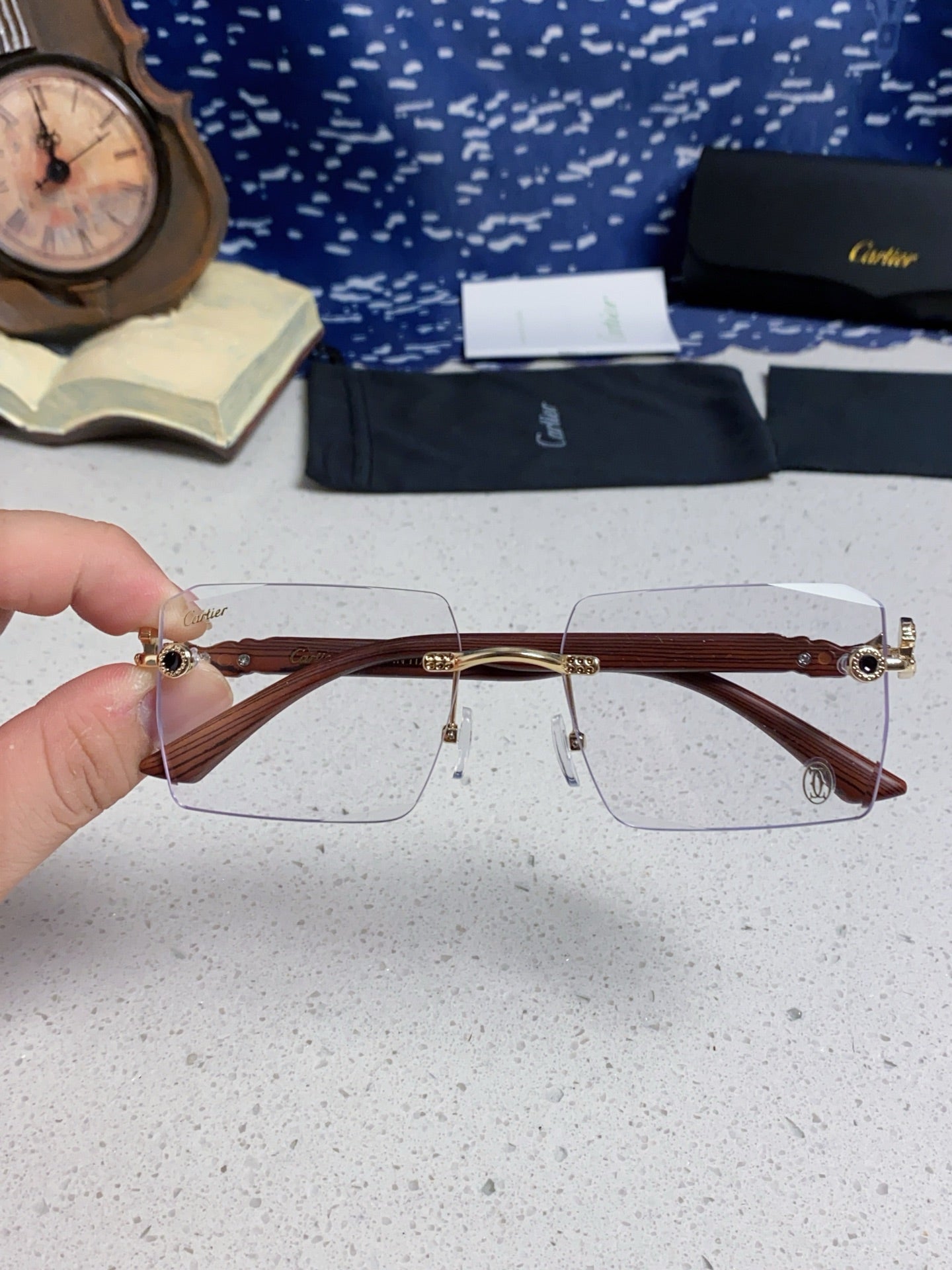 Cartier Lightweight Rimless Silver Lens Sunglasses for Men & Women - 432349 - detail image 4