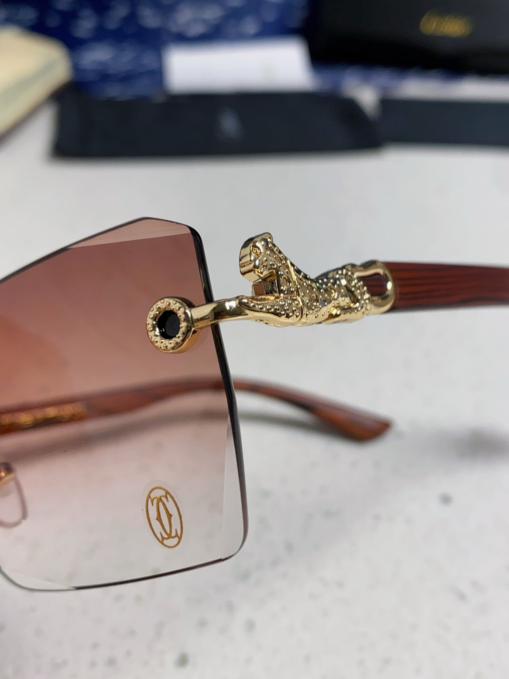 Cartier Lightweight Rimless Silver Lens Sunglasses for Men & Women - 487372 - detail image 7