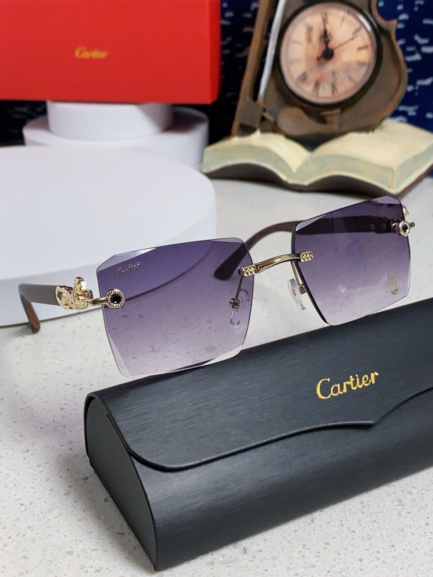 Cartier Lightweight Rimless Silver Lens Sunglasses for Men & Women - 487373 - detail image 10