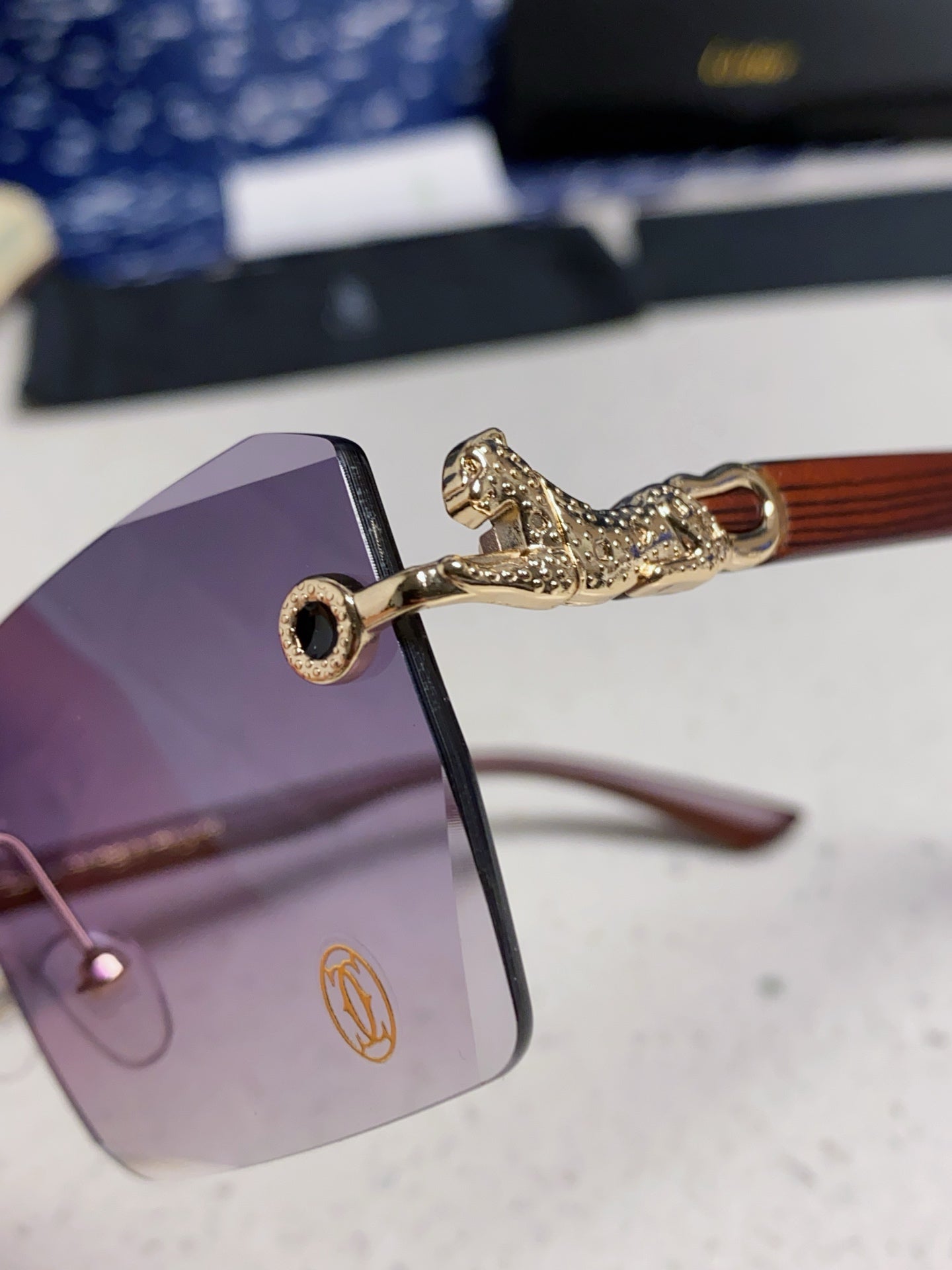 Cartier Lightweight Rimless Silver Lens Sunglasses for Men & Women - 432352 - detail image 7