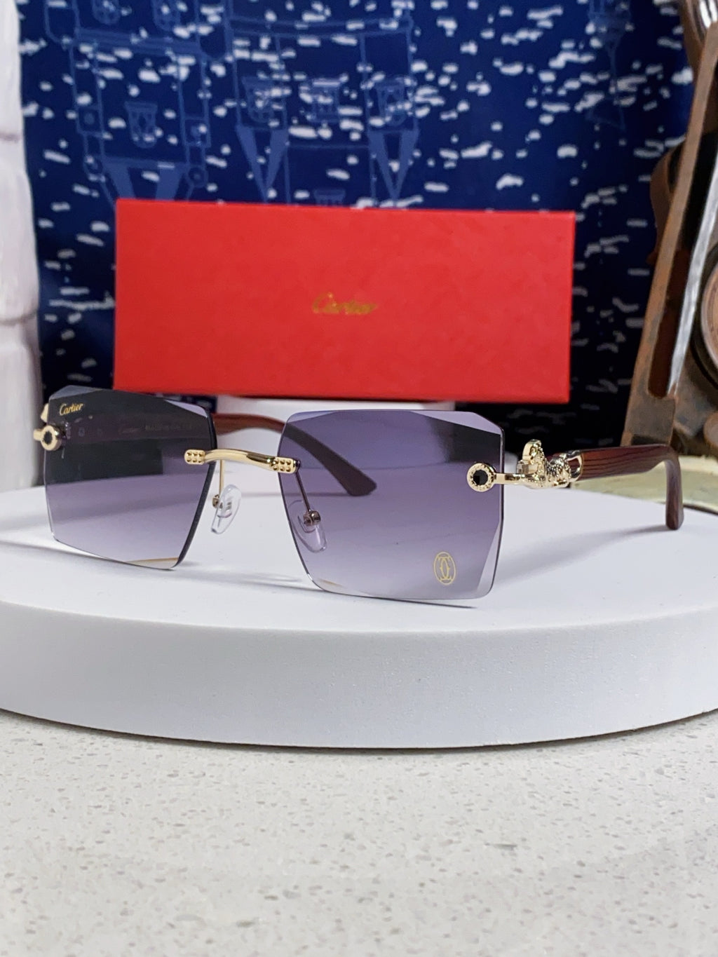 Cartier Lightweight Rimless Silver Lens Sunglasses for Men & Women - 487373