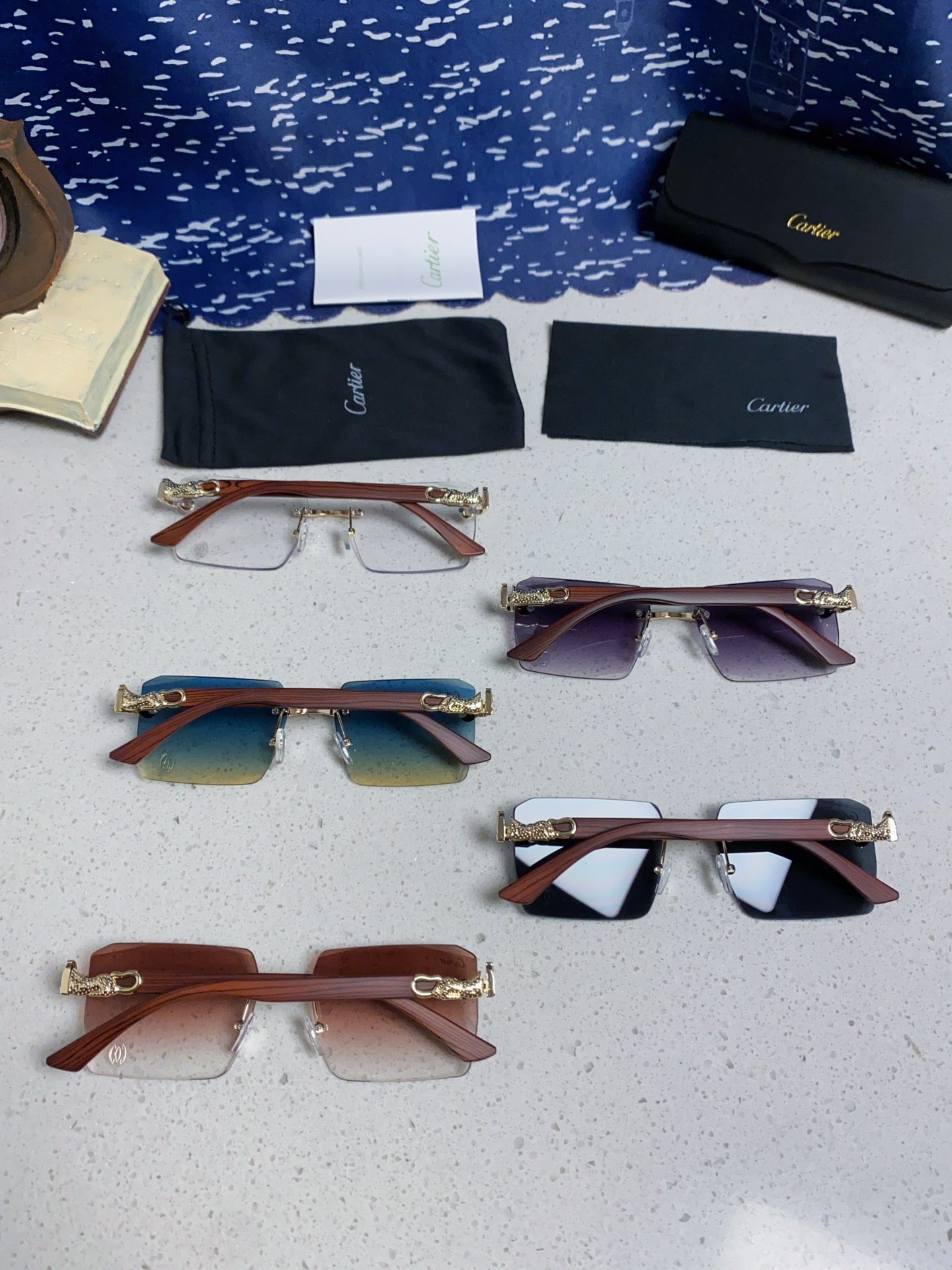 Cartier Lightweight Rimless Silver Lens Sunglasses for Men & Women - 432349 - detail image 11