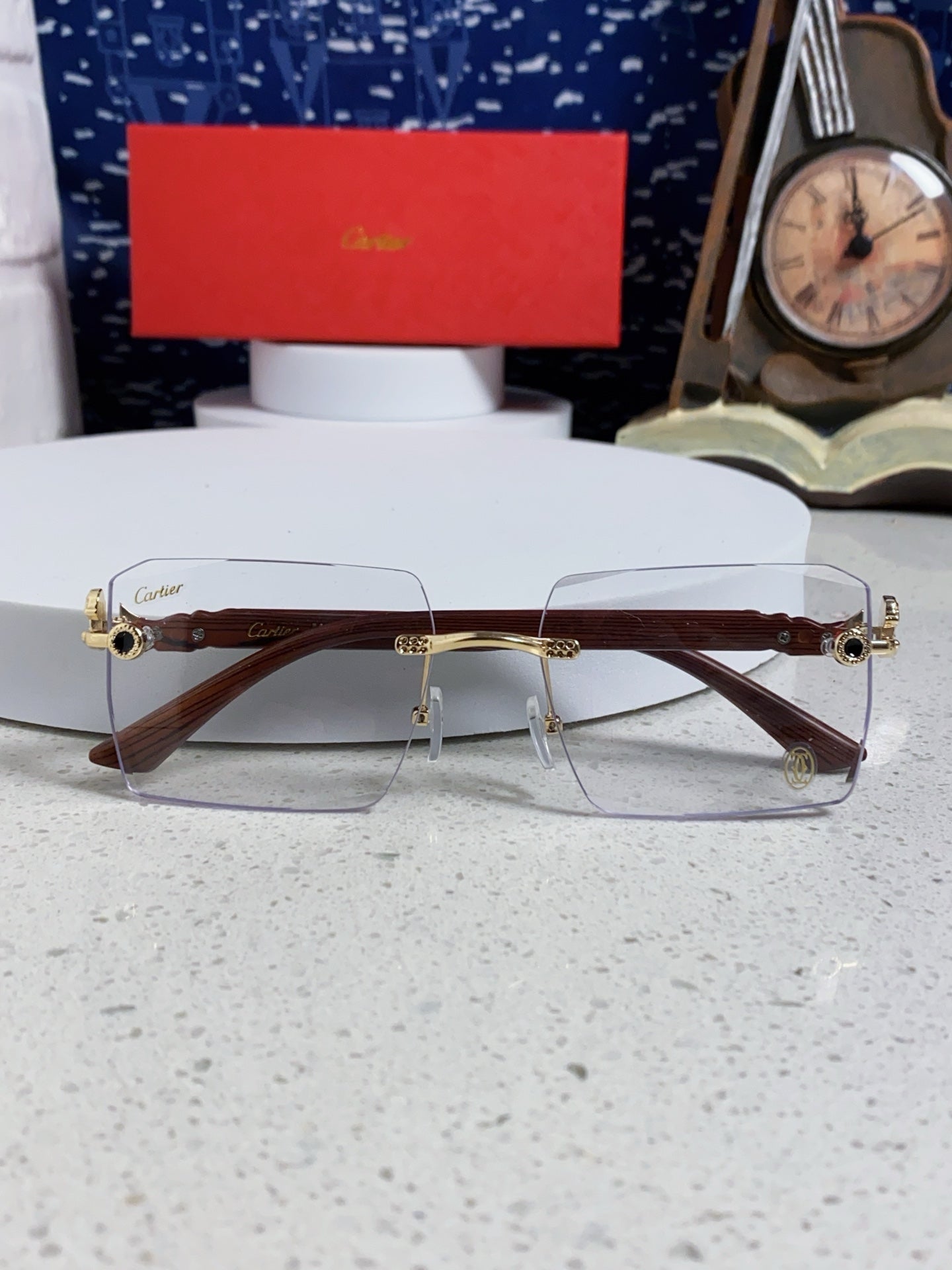 Cartier Lightweight Rimless Silver Lens Sunglasses for Men & Women - 487370 - detail image 9