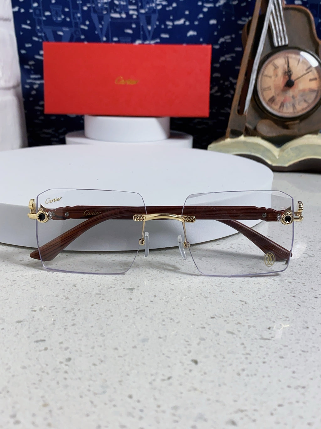 Cartier Lightweight Rimless Silver Lens Sunglasses for Men & Women - 432349 - detail image 9