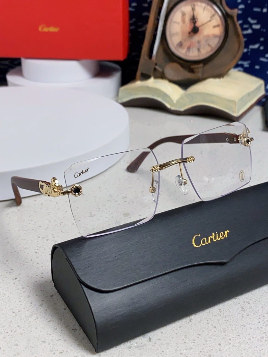 Cartier Lightweight Rimless Silver Lens Sunglasses for Men & Women - 487370 - detail image 10