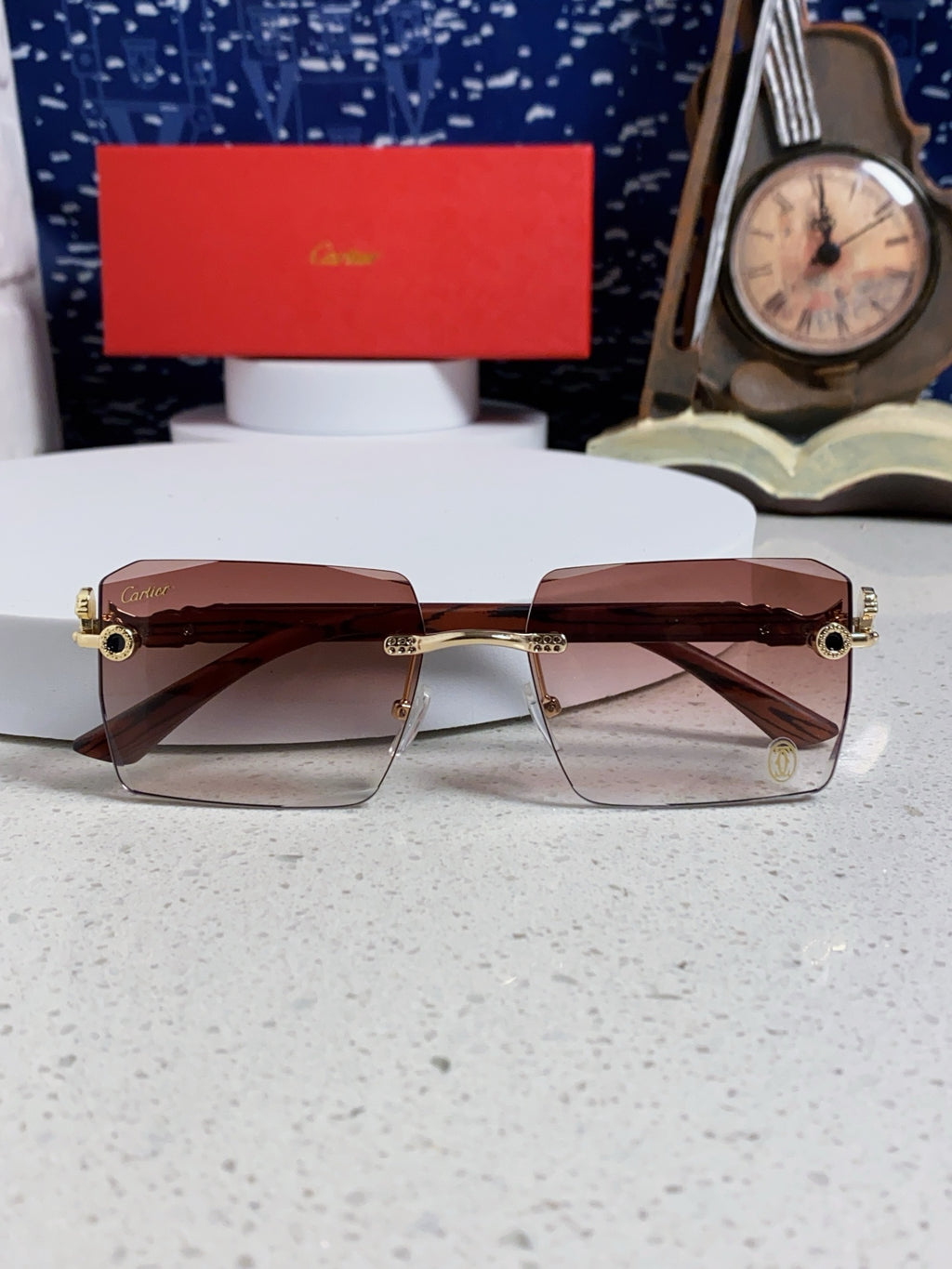 Cartier Lightweight Rimless Silver Lens Sunglasses for Men & Women - 432351 - detail image 9