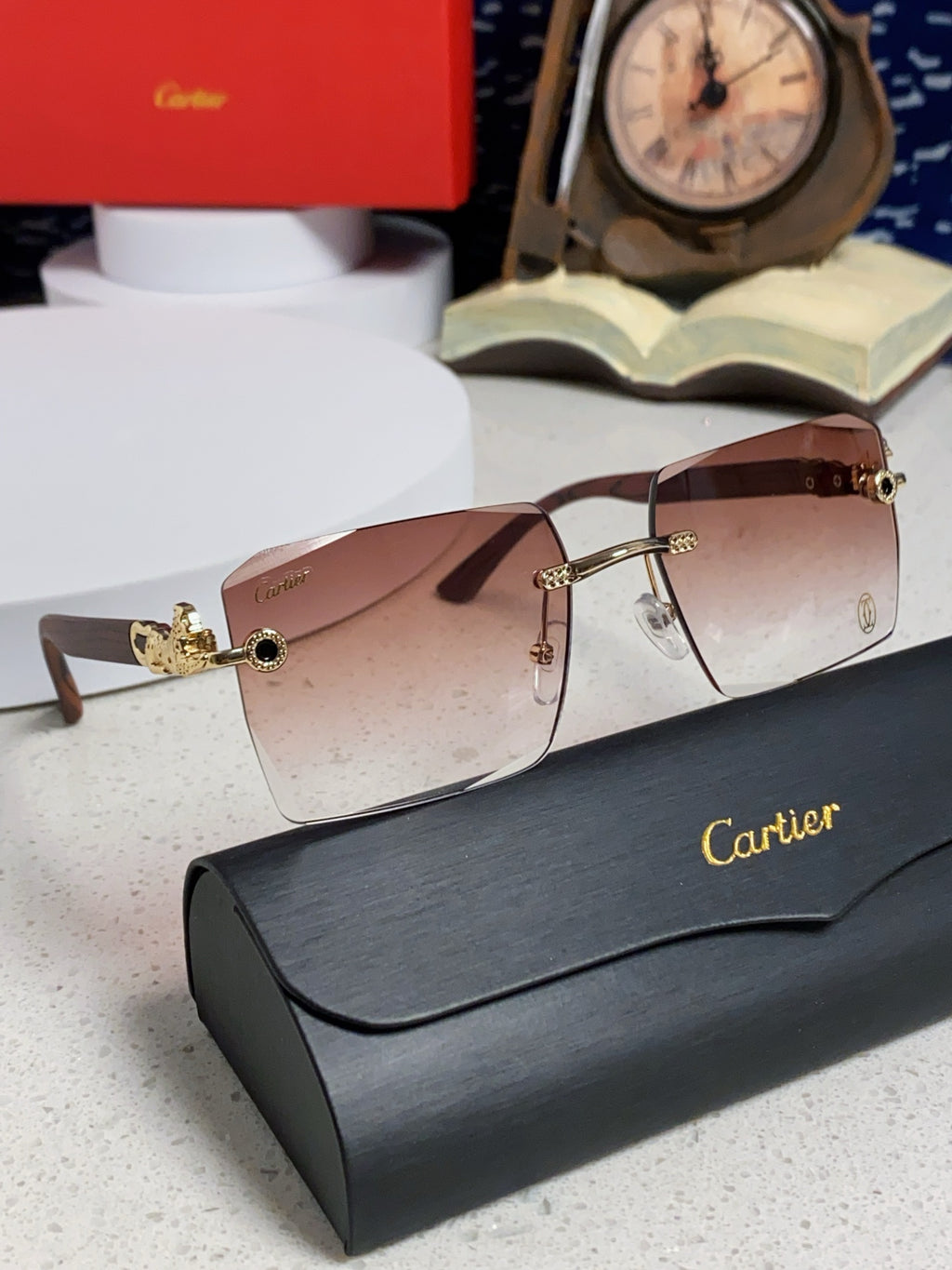 Cartier Lightweight Rimless Silver Lens Sunglasses for Men & Women - 432351 - detail image 10