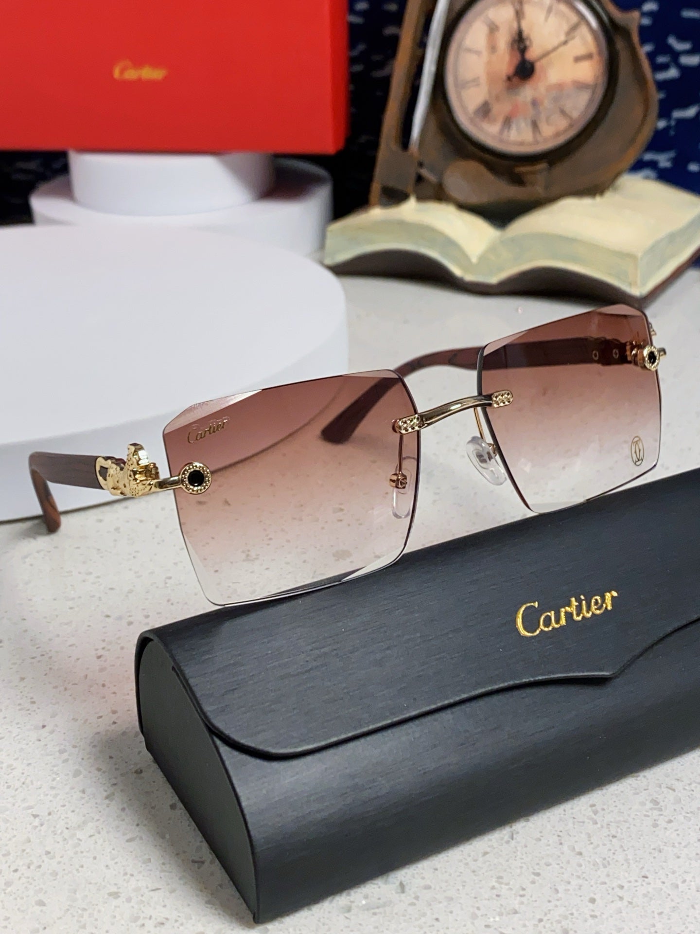 Cartier Lightweight Rimless Silver Lens Sunglasses for Men & Women - 432351 - detail image 10