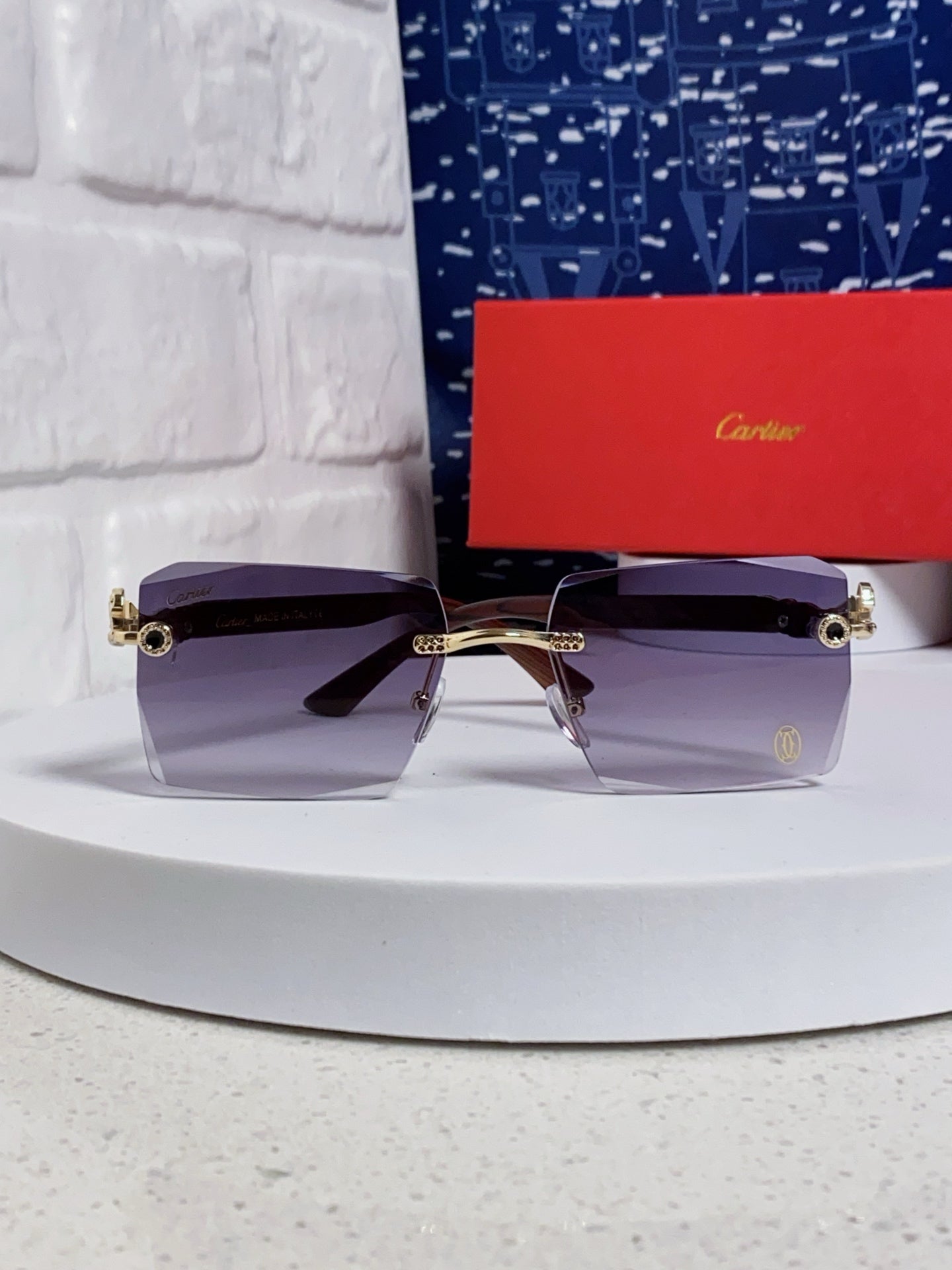 Cartier Lightweight Rimless Silver Lens Sunglasses for Men & Women - 487373 - detail image 2