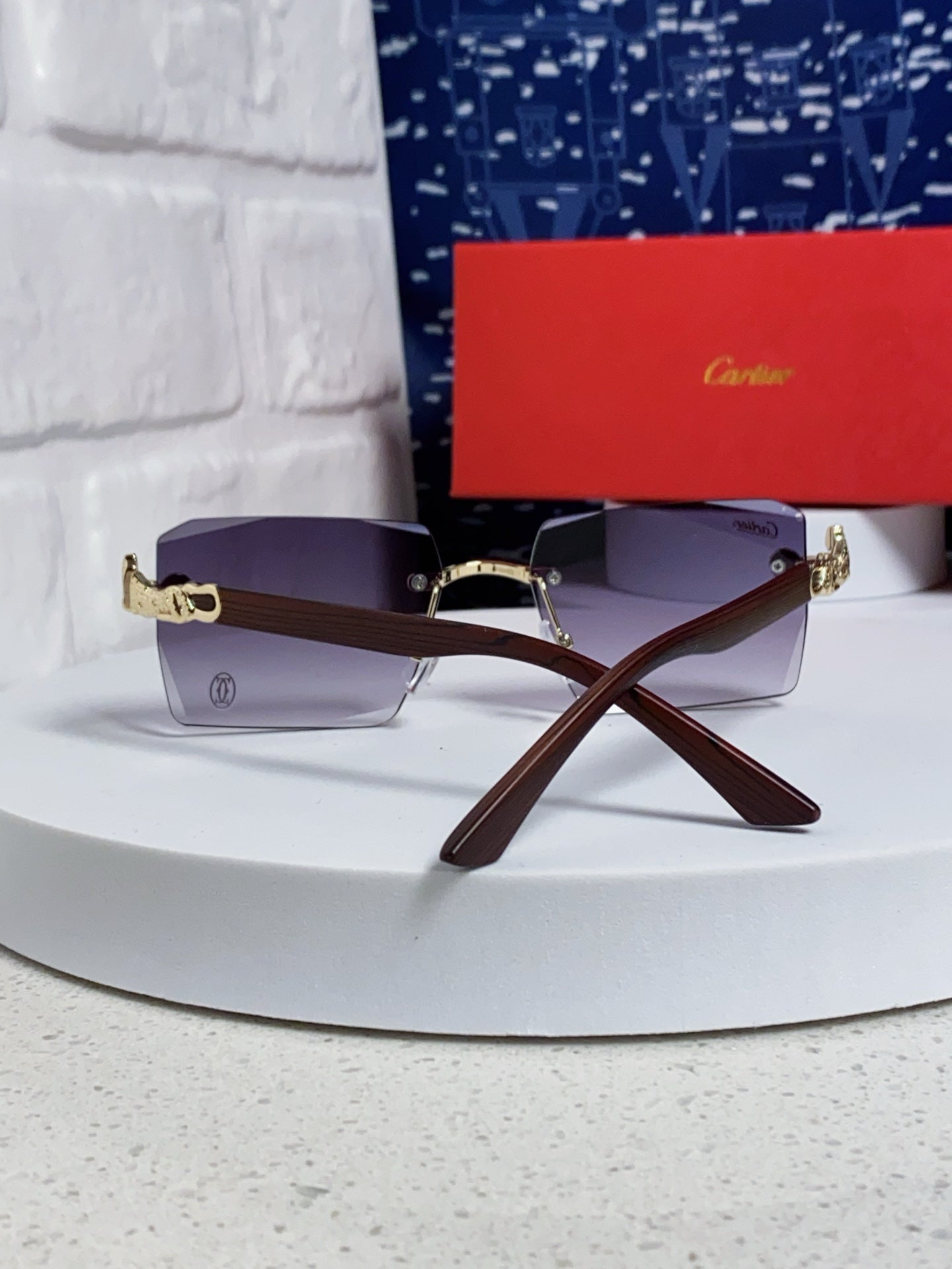 Cartier Lightweight Rimless Silver Lens Sunglasses for Men & Women - 487373 - detail image 3