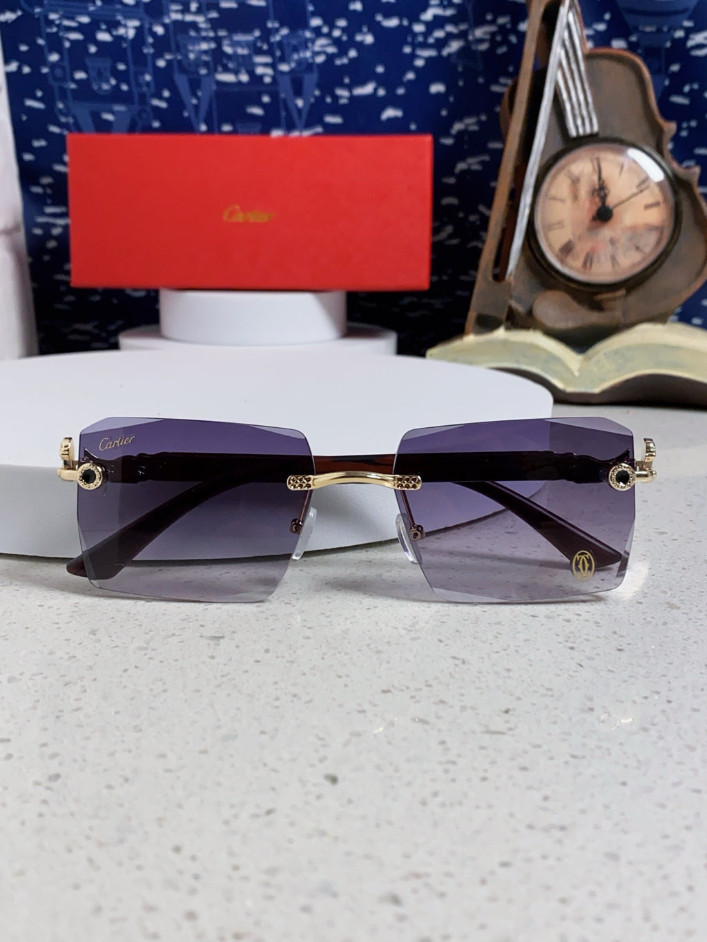 Cartier Lightweight Rimless Silver Lens Sunglasses for Men & Women - 432352 - detail image 9