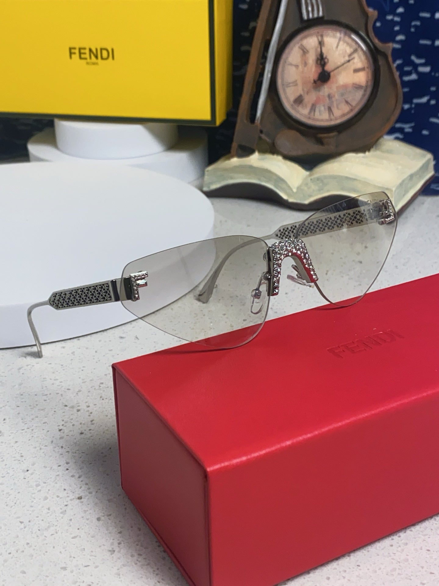 Fendi Lightweight Metal Rimless Red Lens Sunglasses for Women - 432729 - detail image 11