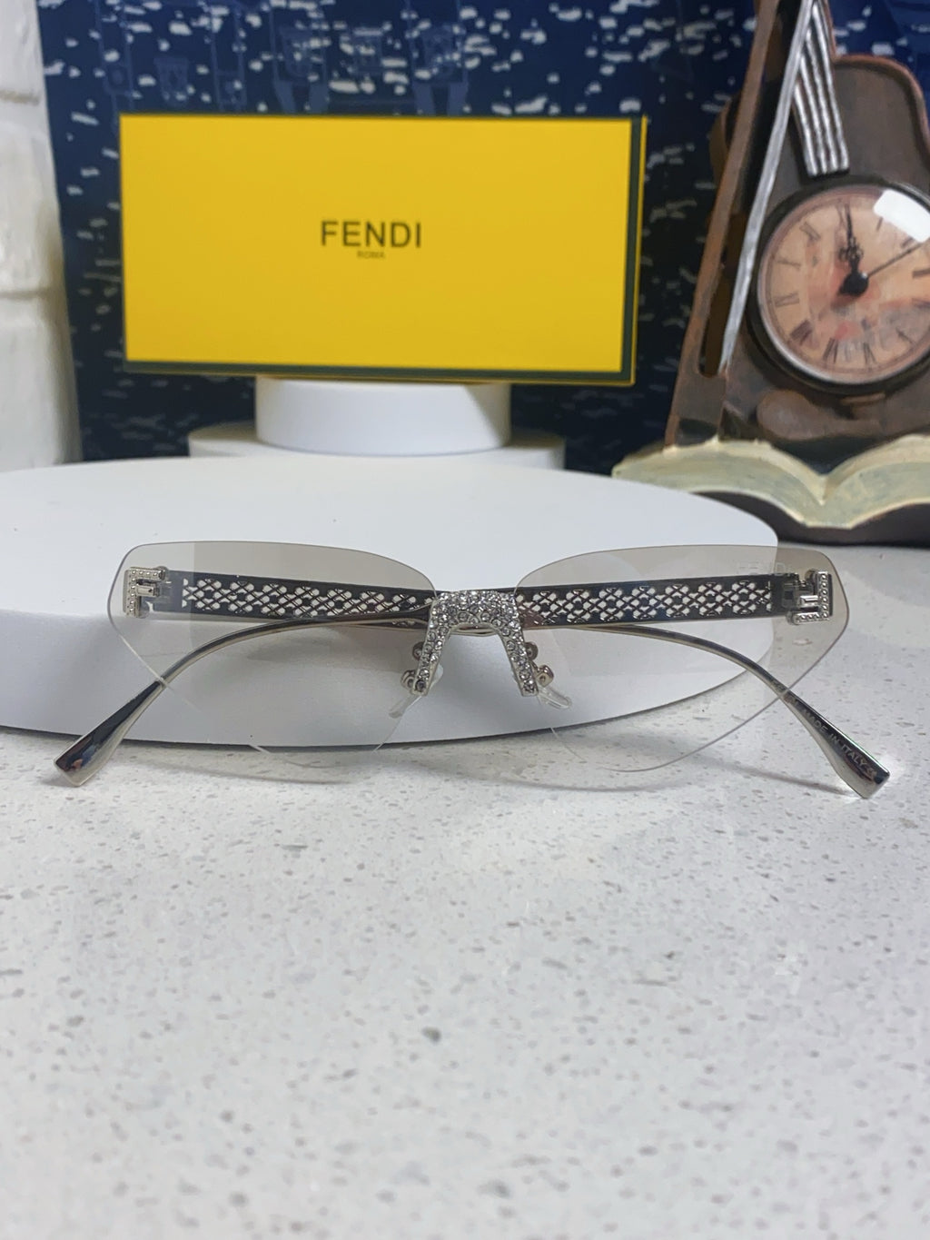 Fendi Lightweight Metal Rimless Red Lens Sunglasses for Women - detail image 10