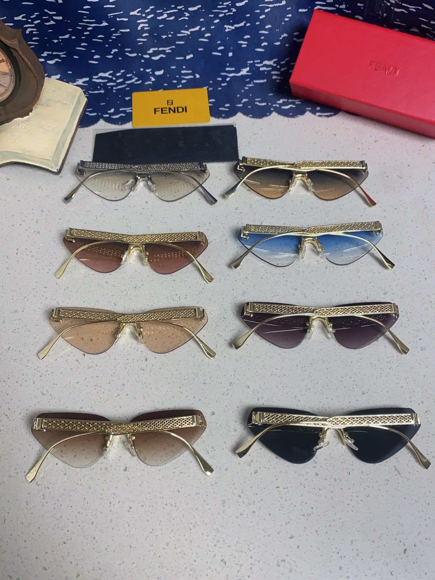 Fendi Lightweight Metal Rimless Red Lens Sunglasses for Women - detail image 12