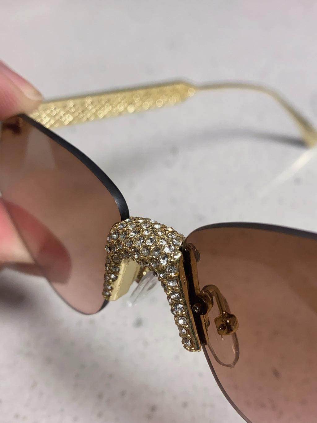 Fendi Lightweight Metal Rimless Brown Lens Sunglasses for Women - 358742 - detail image 7