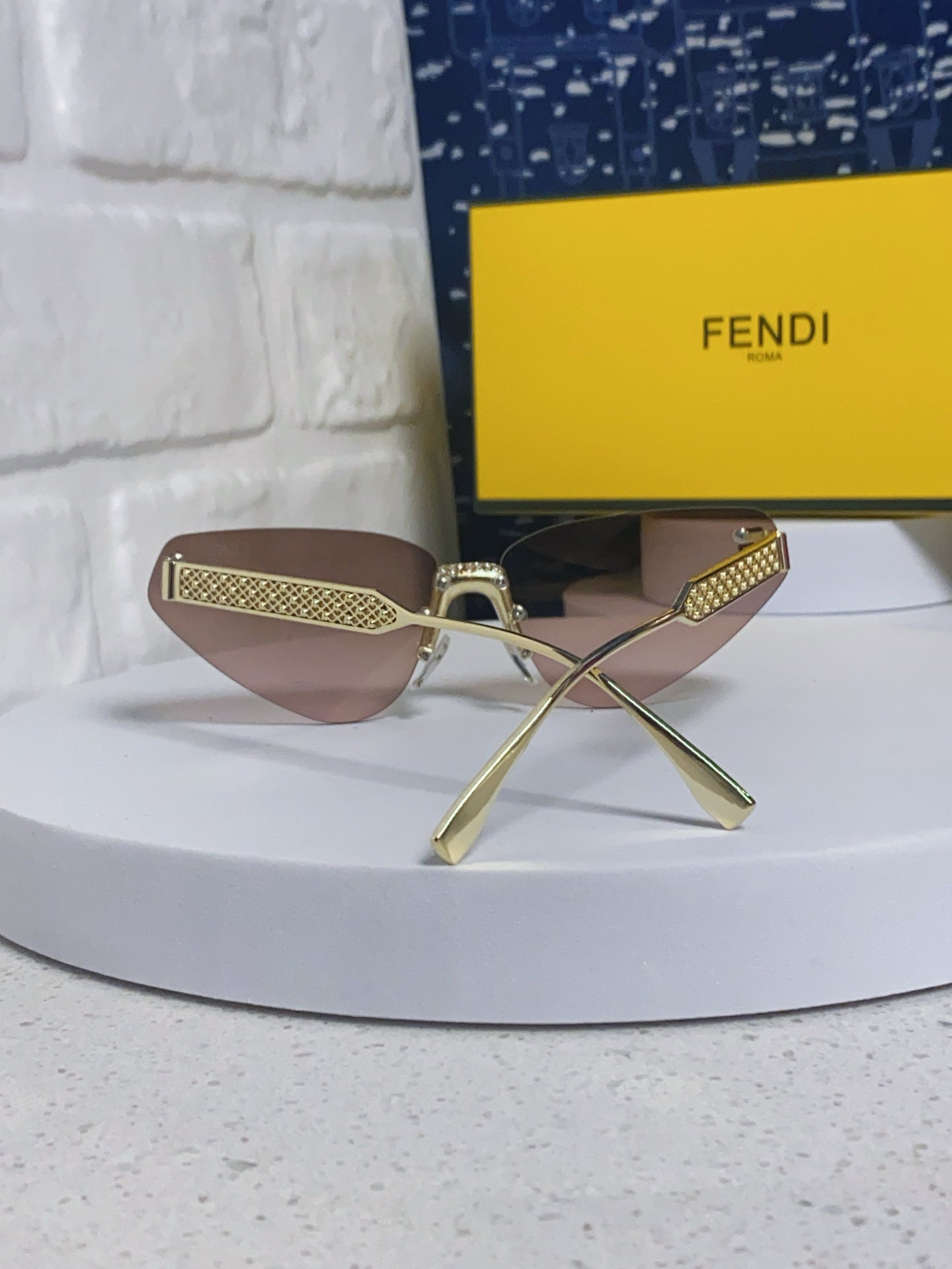 Fendi Lightweight Metal Rimless Brown Lens Sunglasses for Women - 487780 - detail image 3