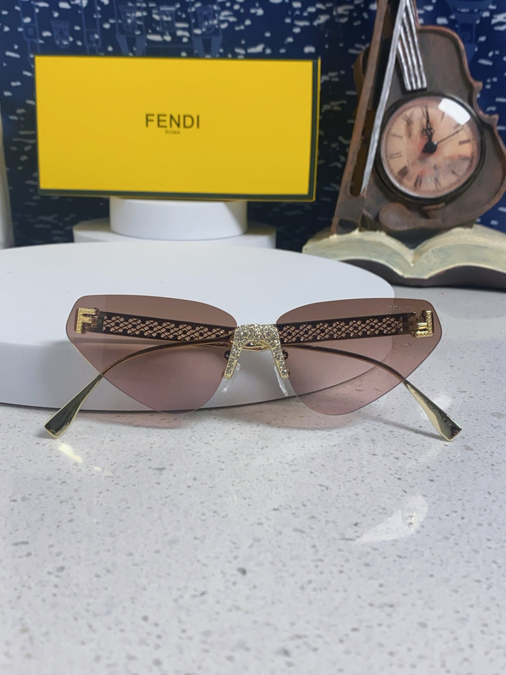 Fendi Lightweight Metal Rimless Brown Lens Sunglasses for Women - 358742 - detail image 10