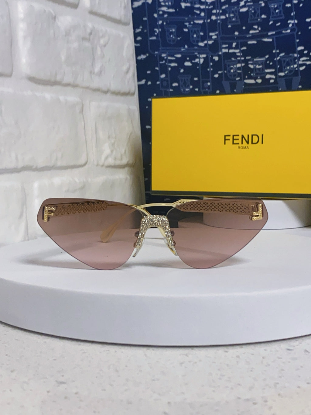 Fendi Lightweight Metal Rimless Brown Lens Sunglasses for Women - 358742 - detail image 2