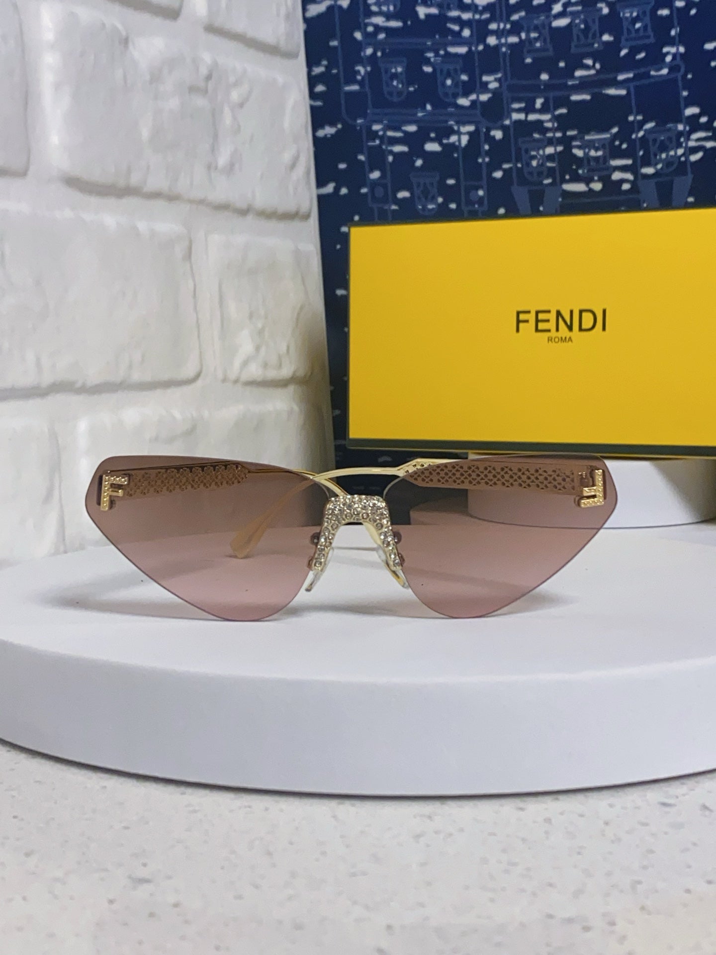 Fendi Lightweight Metal Rimless Brown Lens Sunglasses for Women - 358742 - detail image 2