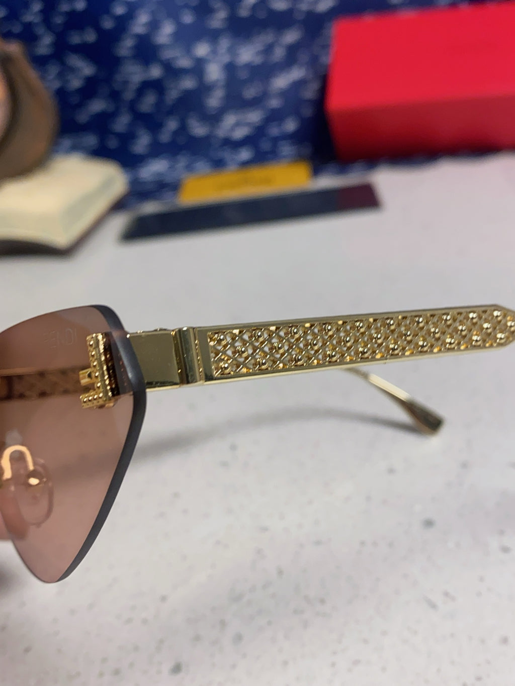 Fendi Lightweight Metal Rimless Brown Lens Sunglasses for Women - 487780 - detail image 8