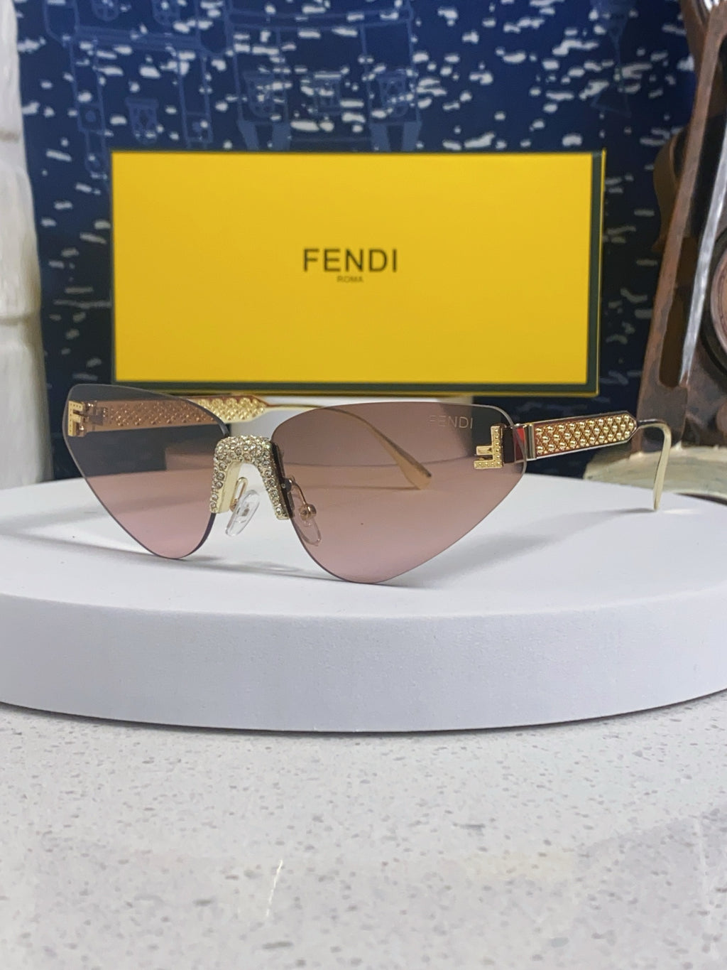 Fendi Lightweight Metal Rimless Brown Lens Sunglasses for Women - 487780